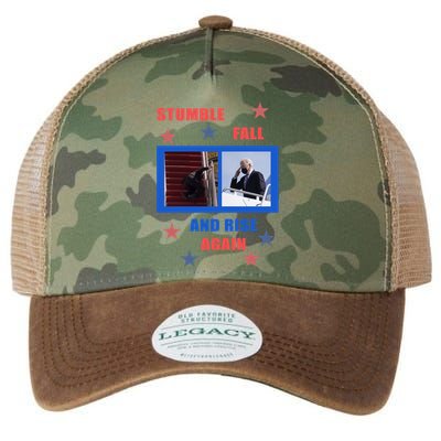Stumble Fall And Rise Again Funny Biden Meme Legacy Tie Dye Trucker Hat