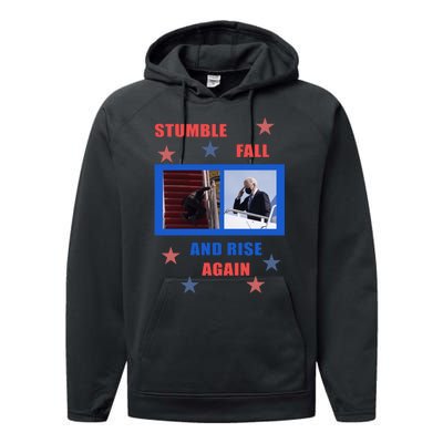 Stumble Fall And Rise Again Funny Biden Meme Performance Fleece Hoodie