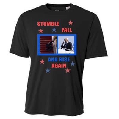 Stumble Fall And Rise Again Funny Biden Meme Cooling Performance Crew T-Shirt