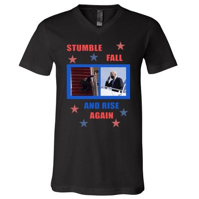 Stumble Fall And Rise Again Funny Biden Meme V-Neck T-Shirt