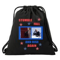 Stumble Fall And Rise Again Funny Biden Meme Drawstring Bag