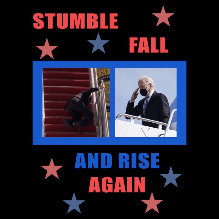 Stumble Fall And Rise Again Funny Biden Meme Drawstring Bag