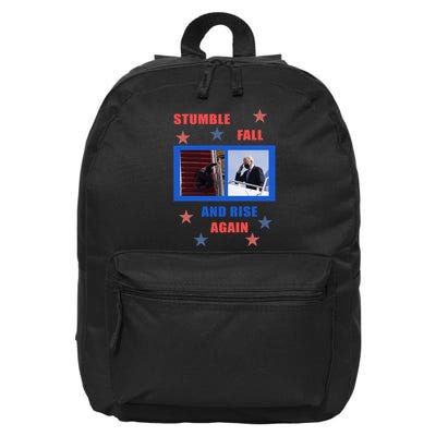 Stumble Fall And Rise Again Funny Biden Meme 16 in Basic Backpack