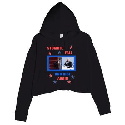 Stumble Fall And Rise Again Funny Biden Meme Crop Fleece Hoodie