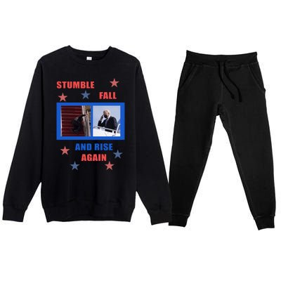 Stumble Fall And Rise Again Funny Biden Meme Premium Crewneck Sweatsuit Set