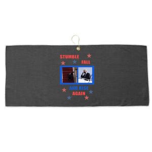 Stumble Fall And Rise Again Funny Biden Meme Large Microfiber Waffle Golf Towel