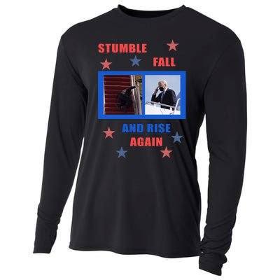 Stumble Fall And Rise Again Funny Biden Meme Cooling Performance Long Sleeve Crew