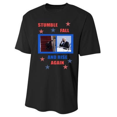 Stumble Fall And Rise Again Funny Biden Meme Performance Sprint T-Shirt