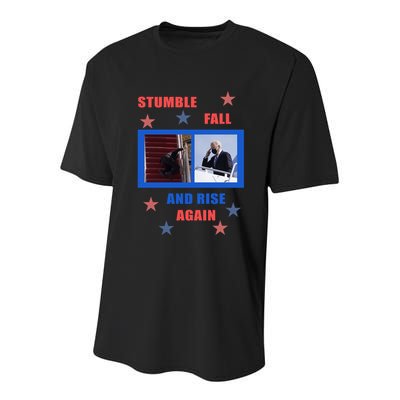 Stumble Fall And Rise Again Funny Biden Meme Youth Performance Sprint T-Shirt