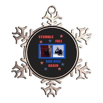 Stumble Fall And Rise Again Funny Biden Meme Metallic Star Ornament