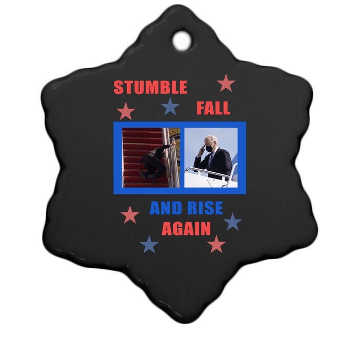 Stumble Fall And Rise Again Funny Biden Meme Ceramic Star Ornament