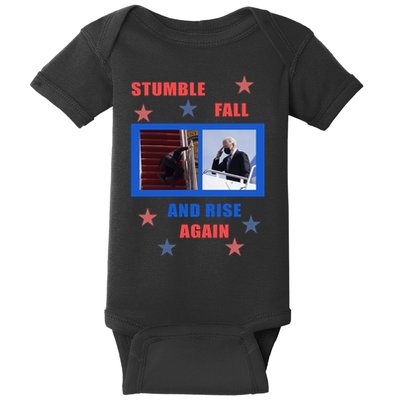 Stumble Fall And Rise Again Funny Biden Meme Baby Bodysuit