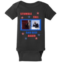 Stumble Fall And Rise Again Funny Biden Meme Baby Bodysuit