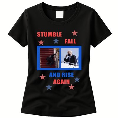 Stumble Fall And Rise Again Funny Biden Meme Womens T-Shirt