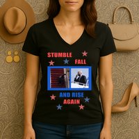 Stumble Fall And Rise Again Funny Biden Meme Women's V-Neck T-Shirt