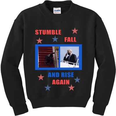Stumble Fall And Rise Again Funny Biden Meme Kids Sweatshirt