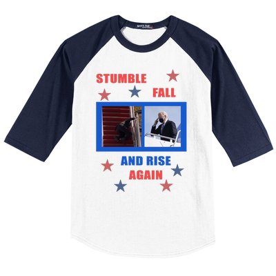 Stumble Fall And Rise Again Funny Biden Meme Baseball Sleeve Shirt