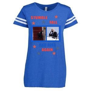 Stumble Fall And Rise Again Funny Biden Meme Enza Ladies Jersey Football T-Shirt