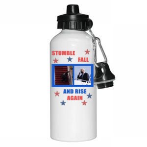 Stumble Fall And Rise Again Funny Biden Meme Aluminum Water Bottle 