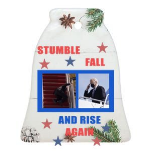 Stumble Fall And Rise Again Funny Biden Meme Ceramic Bell Ornament