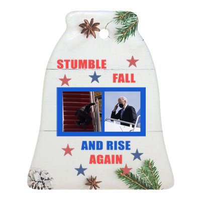 Stumble Fall And Rise Again Funny Biden Meme Ceramic Bell Ornament