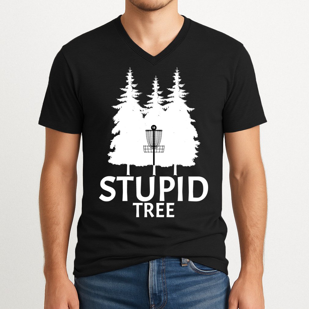 Stupid Tree Disc Golf V-Neck T-Shirt