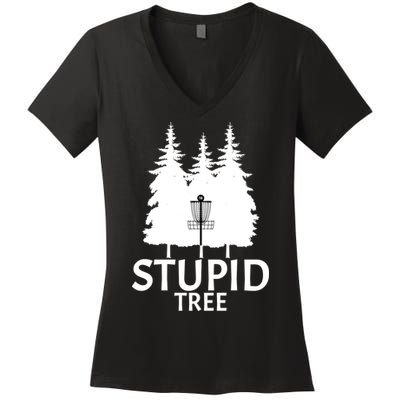 Stupid Tree Disc Golf Women's V-Neck T-Shirt
