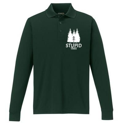 Stupid Tree Disc Golf Performance Long Sleeve Polo