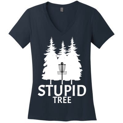 Stupid Tree Disc Golf Women's V-Neck T-Shirt