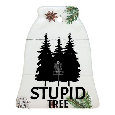 Stupid Tree Disc Golf Ceramic Bell Ornament