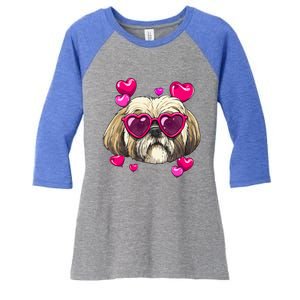 Shih Tzu Valentines Day Heart Dog Lover Gift Women's Tri-Blend 3/4-Sleeve Raglan Shirt