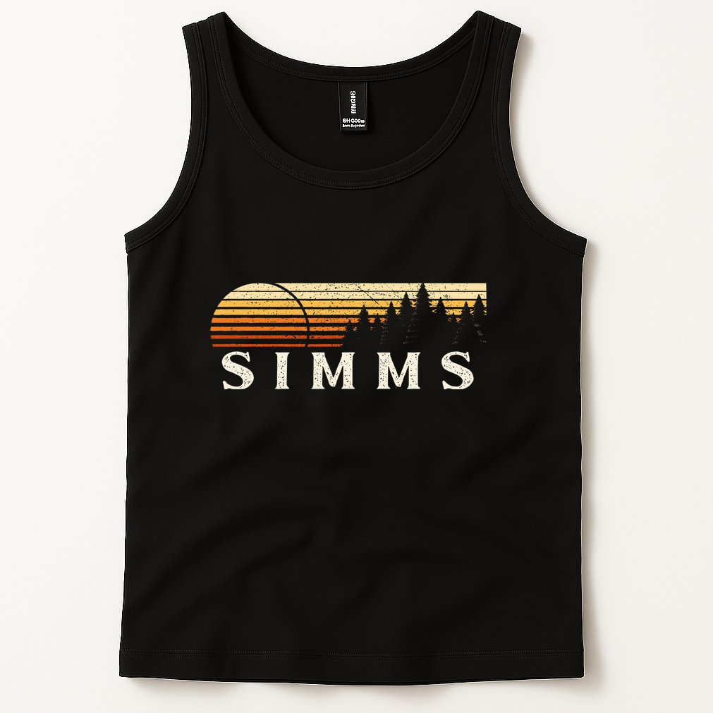 Simms Tx Vintage Evergreen Sunset Eighties Retro Tank Top
