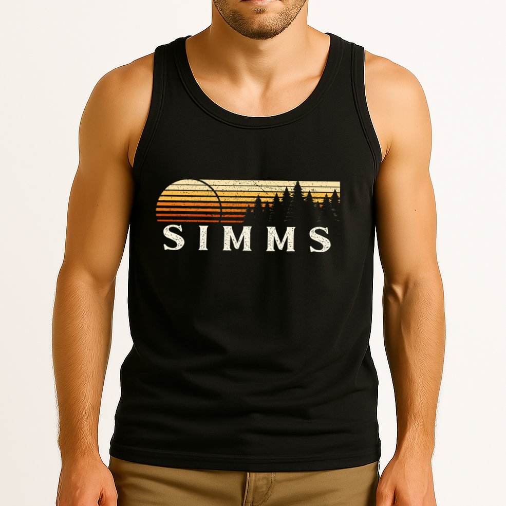 Simms Tx Vintage Evergreen Sunset Eighties Retro Tank Top