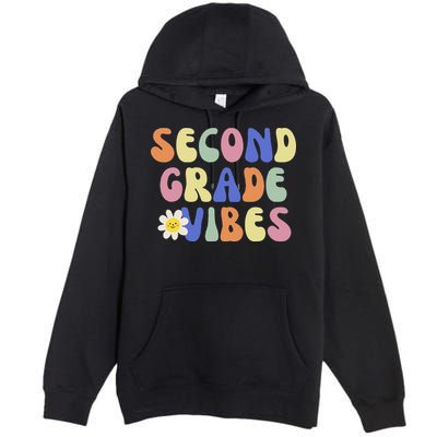 Student Teacher Vintage Retro Second Grade Vibes Premium Pullover Hoodie