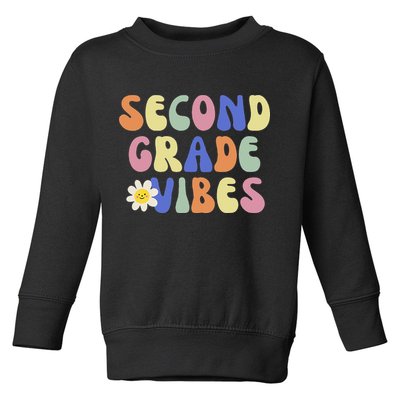 Student Teacher Vintage Retro Second Grade Vibes Toddler Sweatshirt