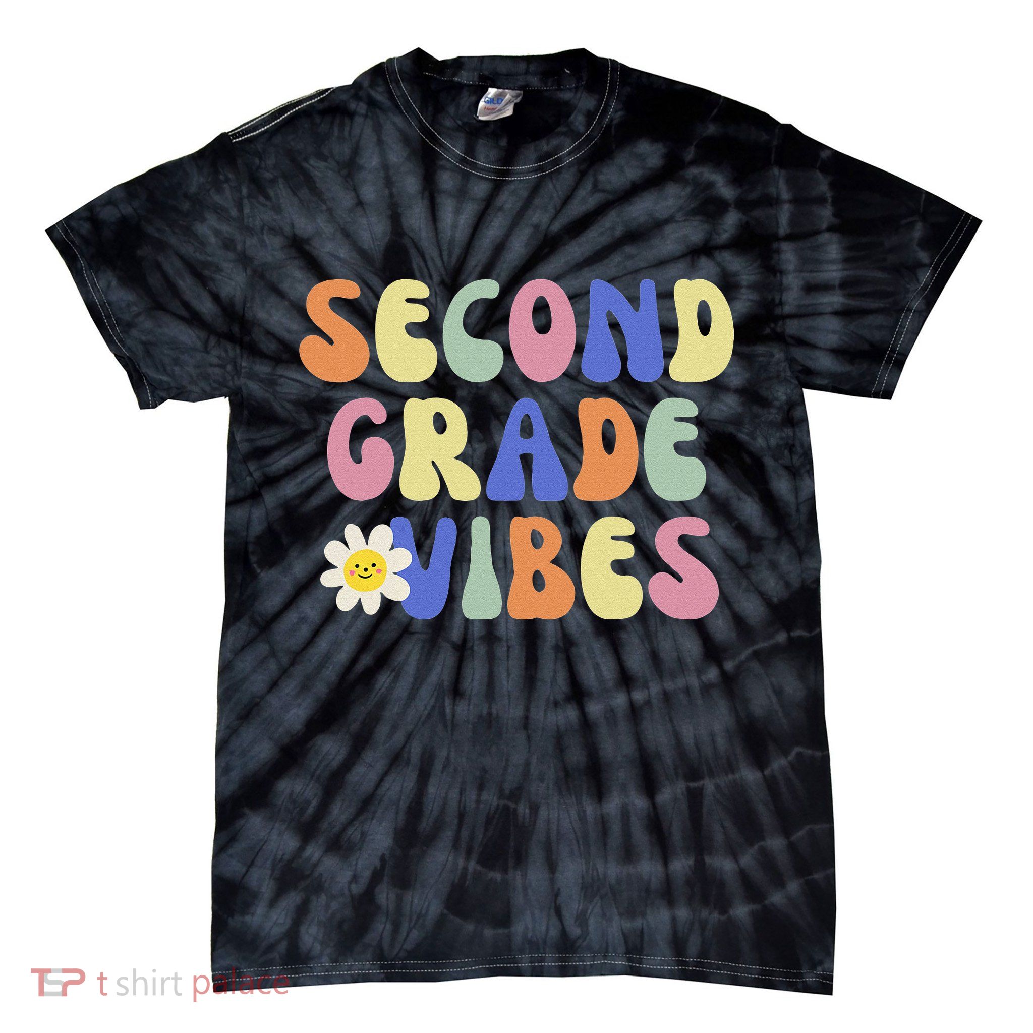 Student Teacher Vintage Retro Second Grade Vibes Tie-Dye T-Shirt