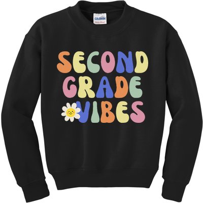 Student Teacher Vintage Retro Second Grade Vibes Kids Sweatshirt