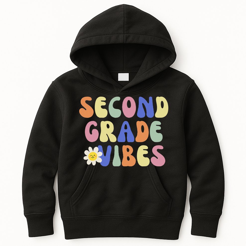 Student Teacher Vintage Retro Second Grade Vibes Kids Hoodie