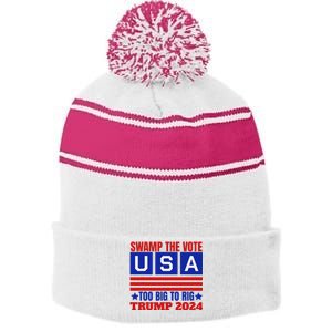 Swamp The Vote Never Surrender Design Stripe Pom Pom Beanie