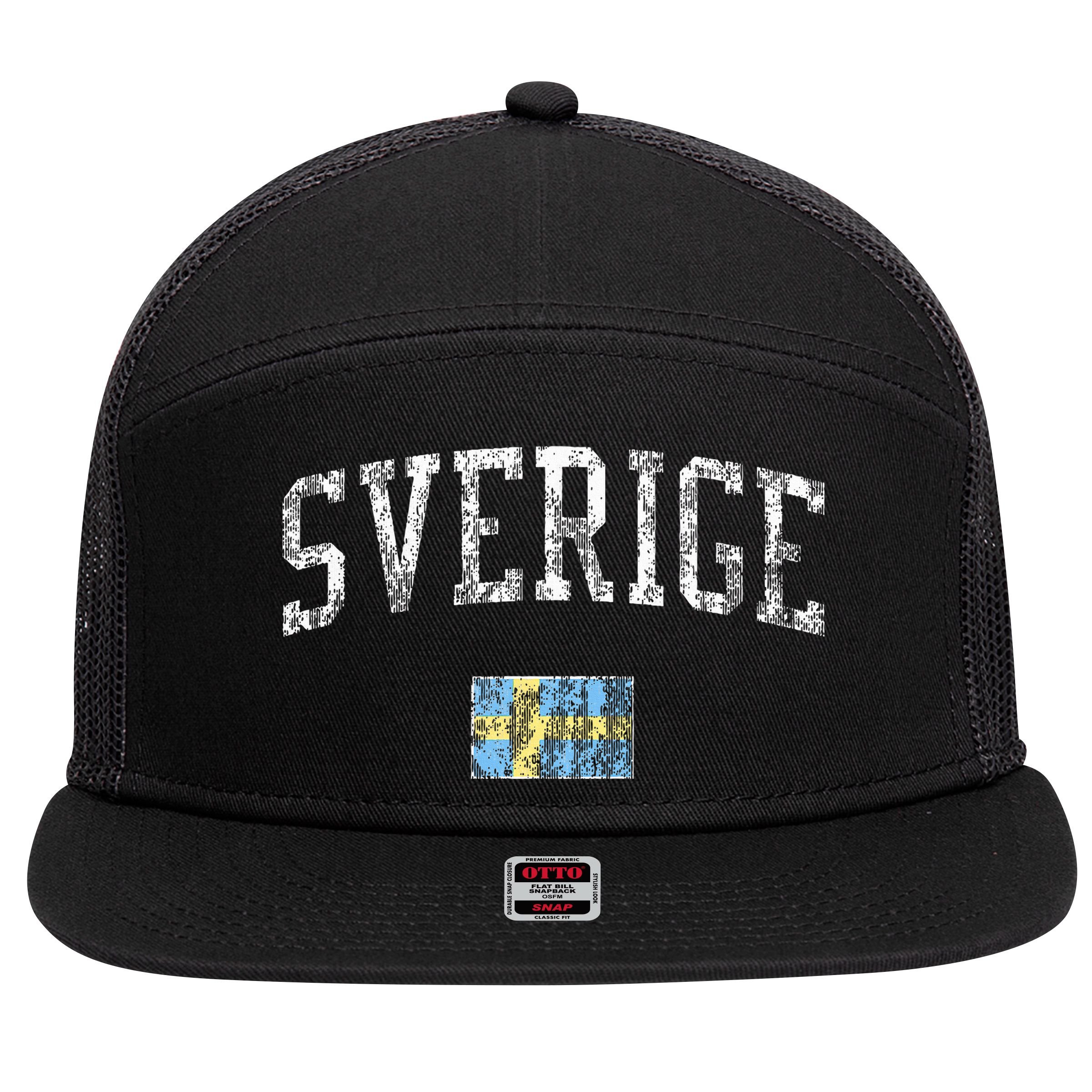 Sweden T Vintage Sports Design Swedish Flag 7 Panel Mesh Trucker Snapback Hat