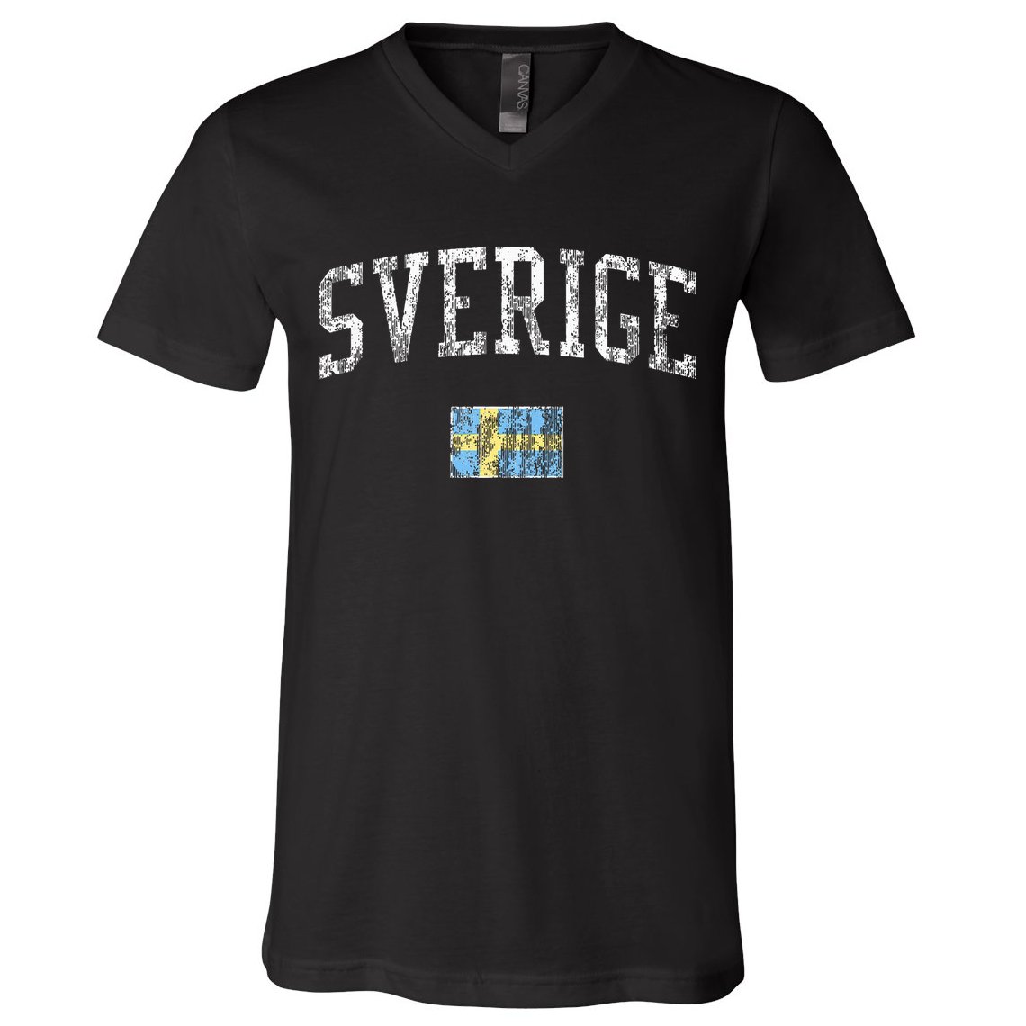Sweden T Vintage Sports Design Swedish Flag V-Neck T-Shirt