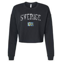 Sweden T Vintage Sports Design Swedish Flag Cropped Pullover Crew