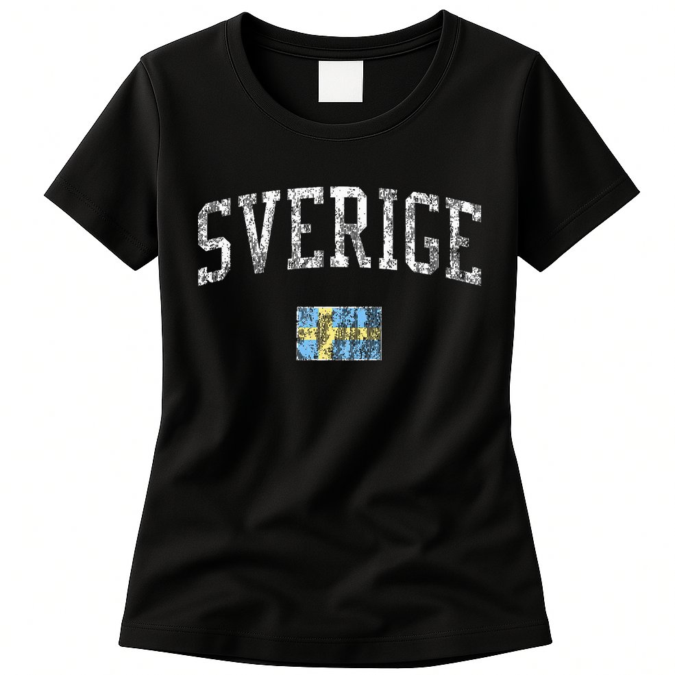 Sweden T Vintage Sports Design Swedish Flag Womens T-Shirt
