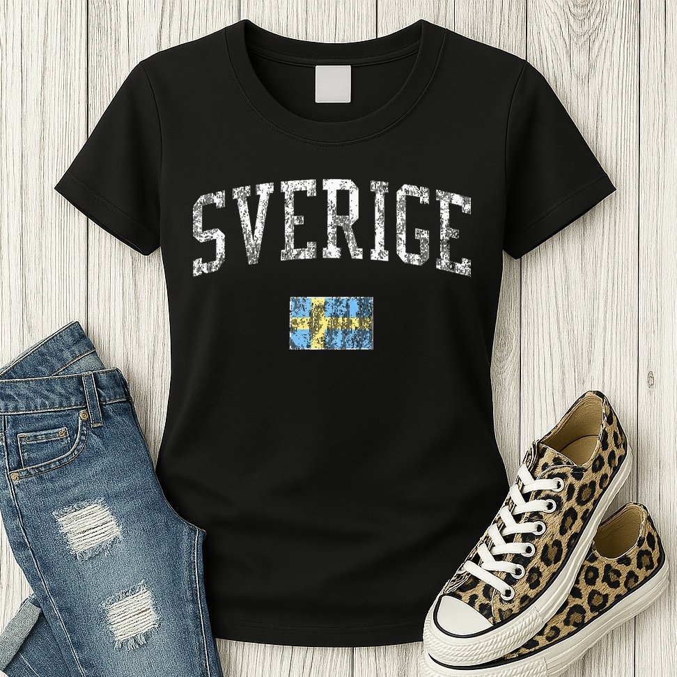 Sweden T Vintage Sports Design Swedish Flag Womens T-Shirt