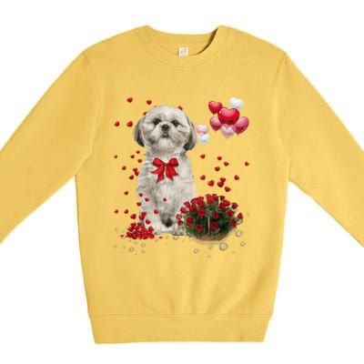 Shih Tzu Valentines Day Funny Dog Lover Happy Valentine Premium Crewneck Sweatshirt