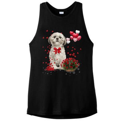 Shih Tzu Valentines Day Funny Dog Lover Happy Valentine Ladies PosiCharge Tri-Blend Wicking Tank