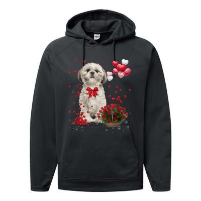 Shih Tzu Valentines Day Funny Dog Lover Happy Valentine Performance Fleece Hoodie