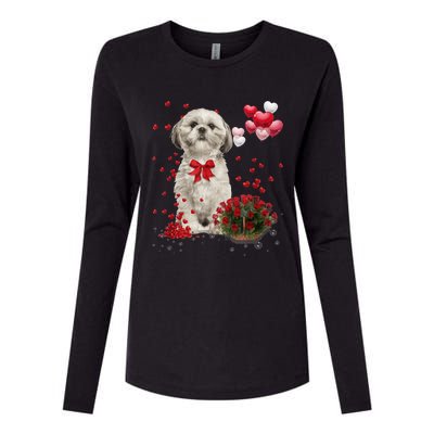 Shih Tzu Valentines Day Funny Dog Lover Happy Valentine Womens Cotton Relaxed Long Sleeve T-Shirt