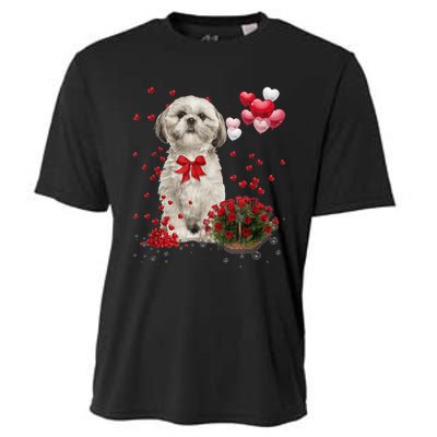 Shih Tzu Valentines Day Funny Dog Lover Happy Valentine Cooling Performance Crew T-Shirt