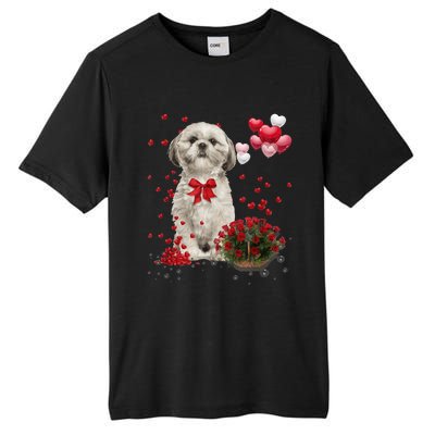 Shih Tzu Valentines Day Funny Dog Lover Happy Valentine Tall Fusion ChromaSoft Performance T-Shirt